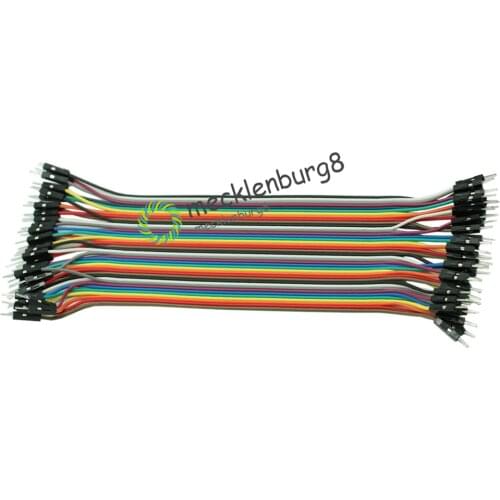 40pcs 20cm 2.54mm 1p-1p Pin Male to Male Color Breadboard Cable Jump Wire Jumper For Arduino Shield