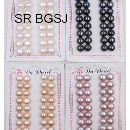 Free Shipping SR 10-11mm 16Pairs Half Hole Drilled Pearl Beads Super Luster Loose Natural Freshwater Pearl Beads