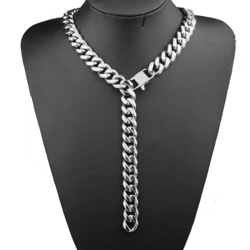 12/15/17/19mm Xxxtentacion Adjustable Choker Tail Hip Hop Rapper Stainless Steel Mens Cuban Curb Chain Necklace 18-40inch