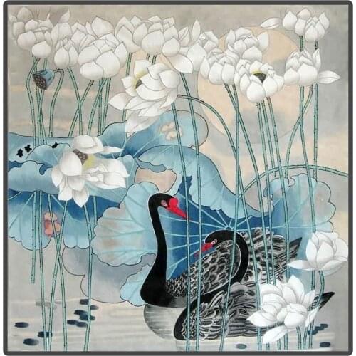 " Black swans Couple in lotus flowers " 5D DIY Diamond Painting Full Square/Round Diamond Embroidery Sale Mosaic Rhinestones Pic