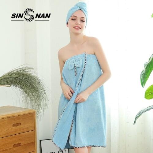 SINSNAN Microfiber Dry Hair Towel For Women Super Absorbent Wearable Beach Towel Soft Shower Swimming Spa Travel Bath Skirt Suit