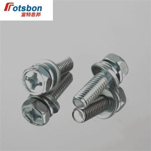 M3/M4 Screw Kit Screws Set Cross Recessed Hexagon Bolt With Indetation Single Coil Lock Washer Plain Washer Assemblies GB/T9074