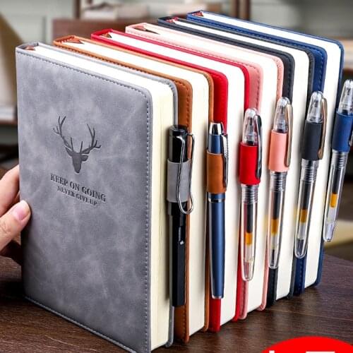 Leather Diary Notebook A5 B5 Soft Business Pu Travelers Journal Thicken School Office Meeting Record Notepad Handbook With Pen