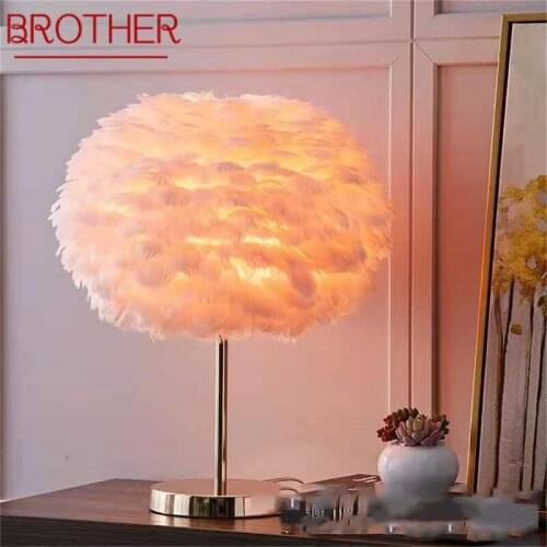 BROTHER Creative Table Lamps Feather Desk Lighting Contemporary for Living Room Bed Room Decoration