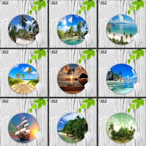 XGZ Beach Boat Coconut Trees Round Landscape Mousepad 200x200MM 11 Kind of Gaming Mouse Pad Choose for Game/office Tablet Mats