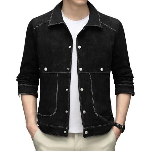 Spring Autumn Korean Business Casual Mens Cargo Jacket Men High Quality Cardigan Overcoat Turn-down Collar Coats Male M-4XL