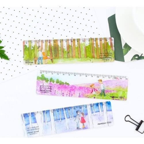 Ellen Brook 1 Piece New Cute Straight Ruler Plastic Kawaii Tools Stationery Drawing Gift Korean Office School Supplies Gift