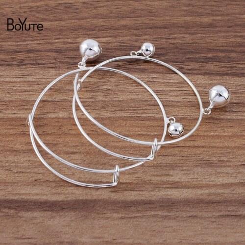 BoYuTe (10 Pieces/Lot) 65*1.5MM Metal Iron Adjustable Bracelet Base with 8MM 12MM Bells DIY Jewelry Accessories Materials