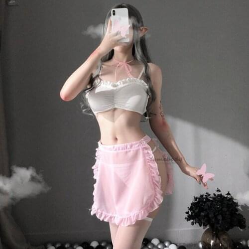 Sweet Kawaii Maid Uniform Cosplay Lingerie Woman Sexy Babydoll Lolita Anime School Girl Erotic Outfit Bikini Set Dropshipping