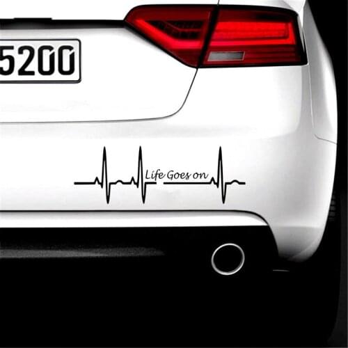 Three Ratels FTZ-142# 30x10.2cm Heart Beat Trackpad Life Goes On Nice Decal Black Silver Vinyl Car Sticker