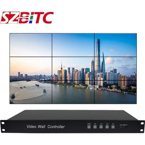 SZBITC 9 Channels Video Wall Controller 2x3 3x3 2x2 2x4 VGA USB Audio Video Processor 180 Rotation with Remote Control