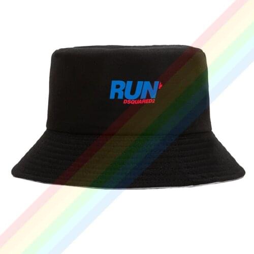 Bule Run Red DSQ2 Red Maple Flat Top Breathable Bucket Hats Unisex Summer Printing Fishermans Hat