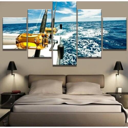 Frame 5 Piece Canvas Art Fishing In The Seascape Cuadros Decoracion Paintings on Canvas Wall Art for Home Decorations Wall Decor