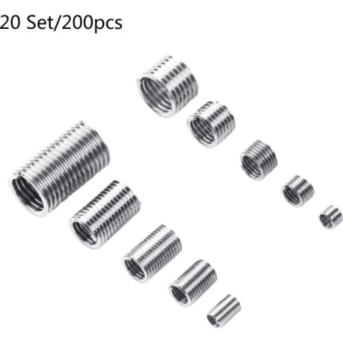 Thread Inserts Stainless Steel Threaded Repair Insert Assortment Kit Coiled Wire Helical Screw 200 Pieces M6~M16