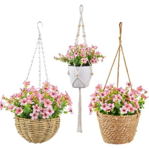 Garden Plant Hangers Jute Rope Hanging Planter Woven Hanging Planter Storage Basket Home Decorative Flower Pot Holder