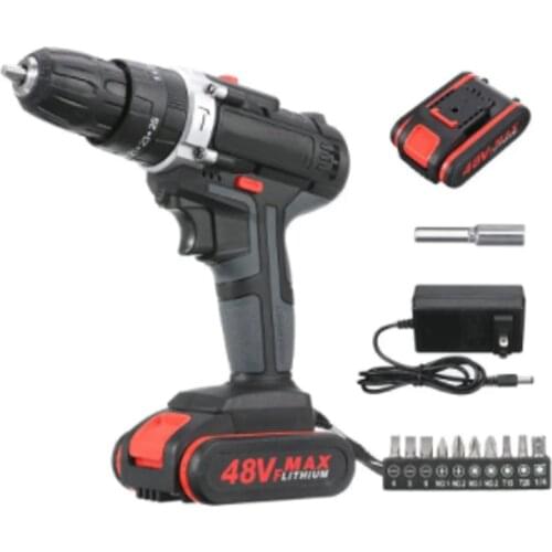 48V Cordless Screwdriver Electric Screwdriver Cordless Drill Power Tools Handheld Drill Lithium Battery Charging Drill + Battery