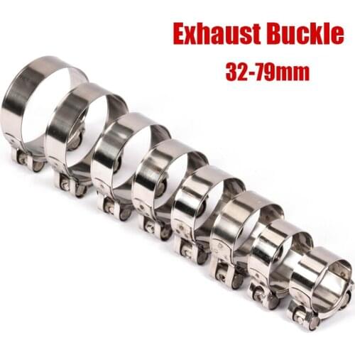 32-79mm Universal Exhaust Fixing Buckle Link Pipe Exhaust Clamp Clip Adjustable Round Ring Stainless Steel For Motorcycle