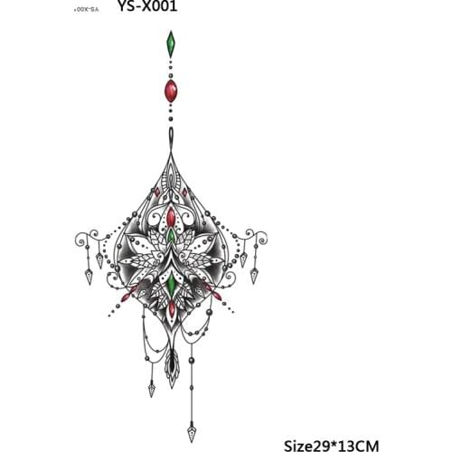 YS-X001 Pretty Under Breast Tattoo, Ornamental Temporary Tattoo Waterproof Tattoo Sticker Great For Your Beach Vacation