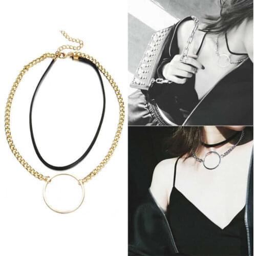 Necklace Gold Color Chain Statement Silver Color Women Crystal Fashion Long Pendant