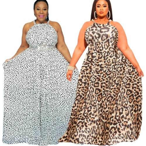 Plus Size Women Clothing Maxi Dress Wholesale Summer Sexy Leopard Loose Elegant Party Full Length Dresses for Women Dropshipping