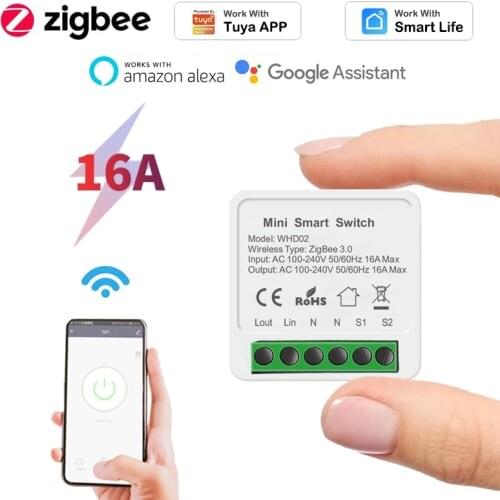 16A Zigbee 3.0 DIY Mini Switch For Tuya Smart Life Gateway Bridge Wireless Remote Control Automation Work With Alexa Google Home