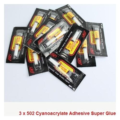3Pcs/Lot 502 super liquid glue cyanoacrylate quick dry adhesive strong bond fast leather rubber metal home office school tool