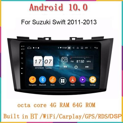 Octa core RAM 4G android 10 car dvd player for suzuki swift 2012-2016 with 8inch touch screen gps navigation wifi audio stereo