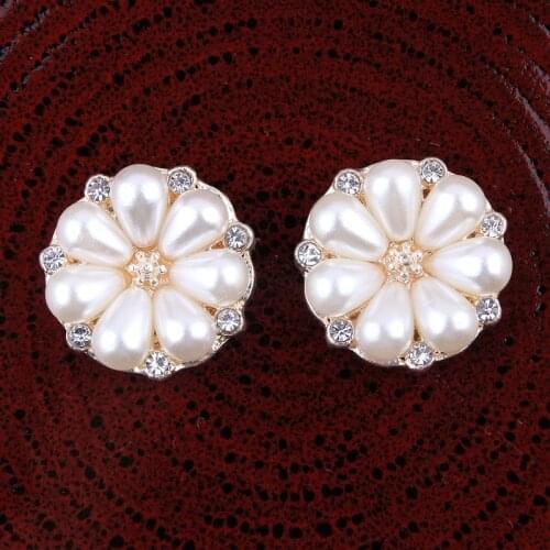 50pcs/lot 21MM 2Colors Vintage Fuax Full Pearl Buttons For Dress Crafts Clear Decorative Rhinestone Buttons For Bridal Brooches