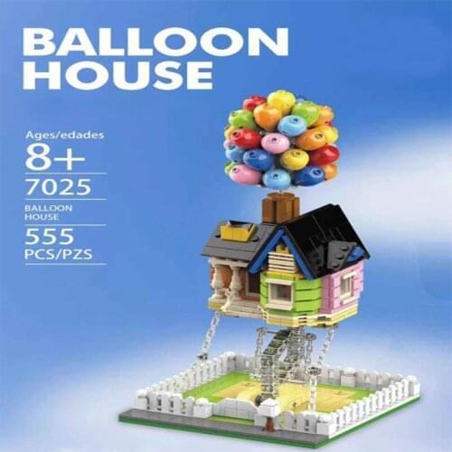 555PCS Flying House Famous Anime Movies Balloon Castle Creative Moc Building Blocks DIY Bricks Kids Toys Children Birthday Gift