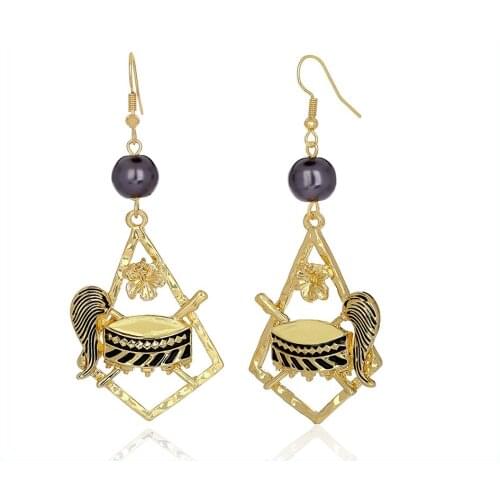 Hawaii Summer Style Drum Drop Pearl Earrings for Women 2020 Fashion Gold Color Statement Dangle Earrings Earring Jewellery