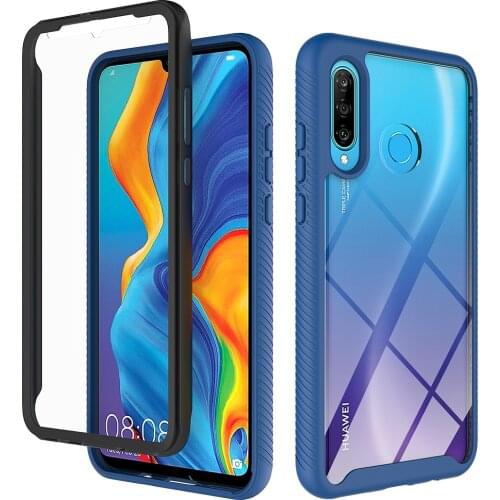 2 in 1 Hybrid Rugged Armor Shockproof Case For Huawei P30 P40 Lite Y6 Y7 Y9 Prime 2019 Honor 20 Nova 5T Clear Acrylic Back Cover