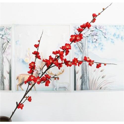 5 Pcs/lot Artificial Plum Blossom Silk Flowers Luxury Home Decoration Wedding Background Simulation Plum Branch Display Wreath