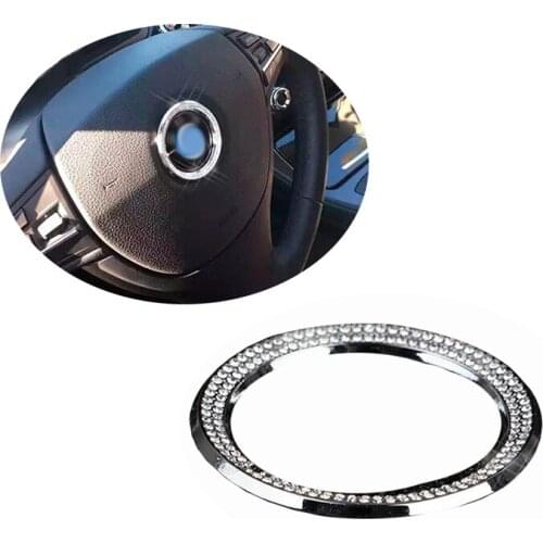 JEAZEA Car Styling 1PC Car Steering Wheel Center Ring Cover Trim with Rhinestones For BMW X3 X5 X6 F15 F10 F30 E91 E46 E39 E90