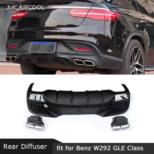 For Benz GLE Class W292 C292 GLE63 AMG coupe 2016 -2018 Rear Lip Diffuser Spoiler with Exhaust Tips Bumper Protector