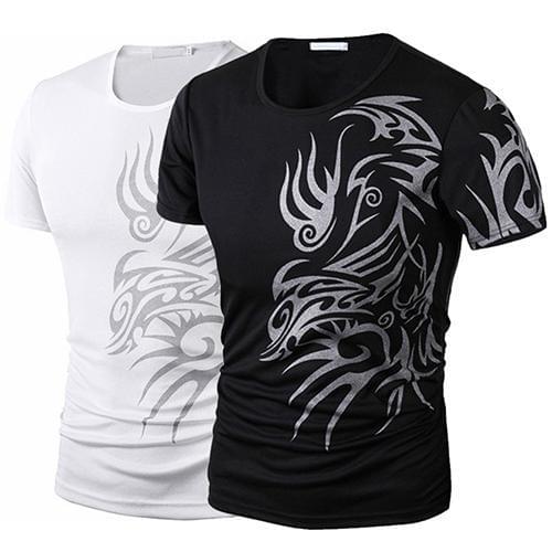 HOT SALES！！！New Arrival Men Summer Fashion O-Neck Short Sleeve Tattoo Pattern Print Casual T-Shirt Wholesale Dropshipping