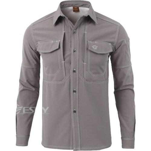 Shanghai Story Mens Shirts Warm Long Sleeve Shirt 100% Cotton S-XXL Mans Loose Breathable Anti-wear Working Cargo Shirt