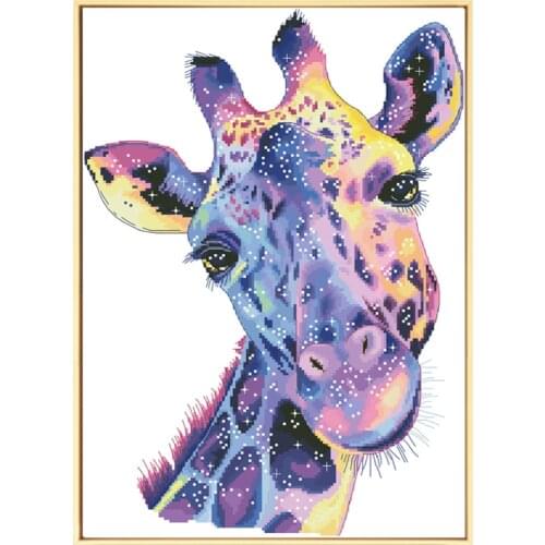 Watercolor Deer Pattern Cross Stitch Kits Printed Cloth Embroidery Needlework Sets 11CT 14CT DIY Handmade Crafts Home Decoration