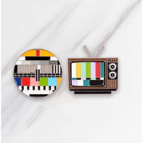 Enamel Pin Set TV No Signal Repair Brooch Old Television Pin Clothes Bag Badge Jewelry Gift For Friends Kids