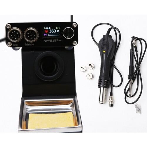 WY815P Electric Soldering iron Hot Air Gun Solder Station Kit LED Display DIY Rework Desoldering Station Soldering Tools English