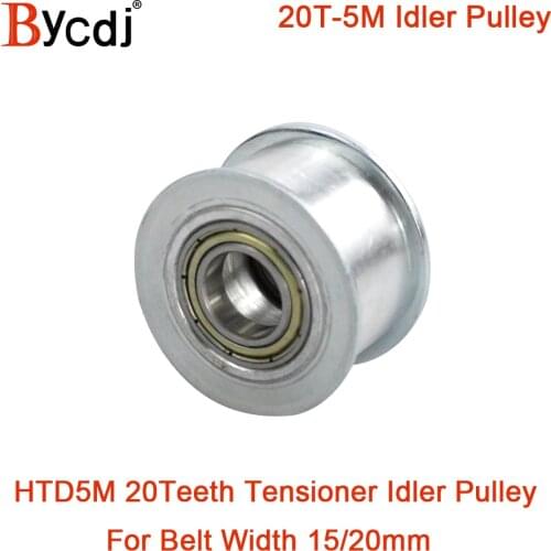1pcs 20 Teeth 5M Idler Pulley Tensioner Wheel Bore 5/6/8/10/12/15mm with Bearing Guide synchronous pulley HTD5M 20T 20teeth