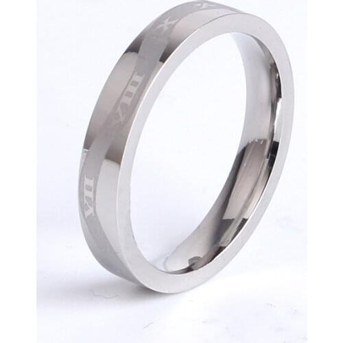 Wedding rings wholesale 4MM Wave Rome number for women 316l Stainless Steel finger rings