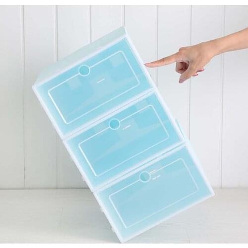 Plastic Shoe Box Stackable Foldable Shoe Organizer Drawer Storage Case with Flipping Clear Door Ladies Men 6Pcs