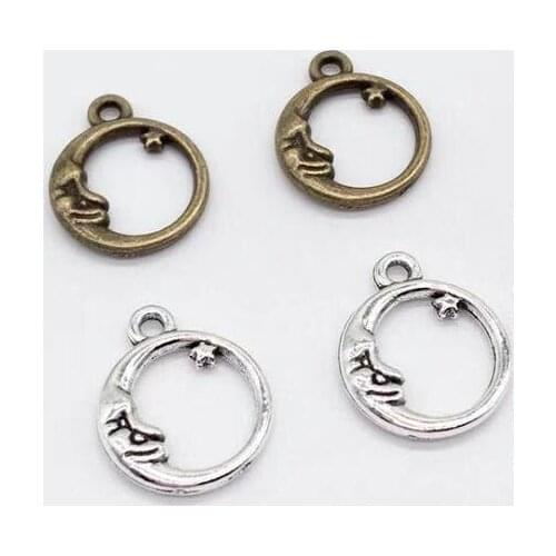 Fashion 17 pcs zinc alloy round moon charms fit DIY handmade necklace earring bracelet charms Jewelry Making carft