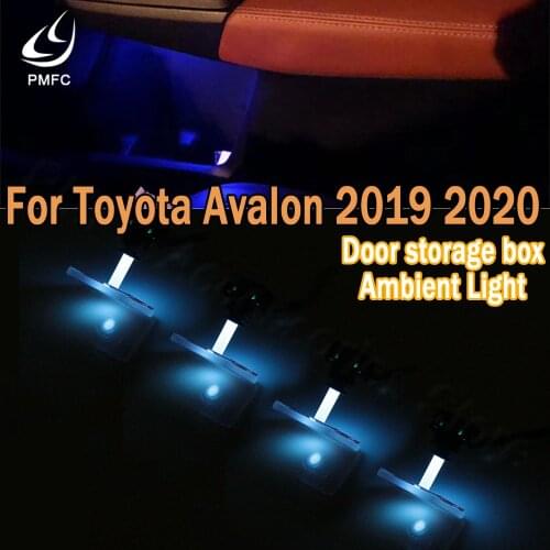 PMFC LED Interior 4Door Storage Box Ambient Light Ice Blue/64 Colors Decorative Atmosphere Lamp For Toyota Avalon 2019 2020