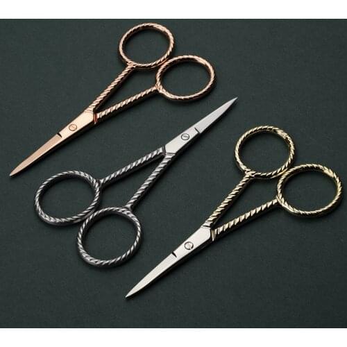 Stainless Steel Eyebrow Trimming Mirror Light Scissors Nose Hair Trimmer Beard Ciseaux Cutter Beauty Eyebrow Scissors