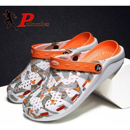 PULOMIES Summer Men and Women Sandals Men Slippers Casual Slippers Camouflage Platform Clogs Couple Garden Shoes Beach Sandals