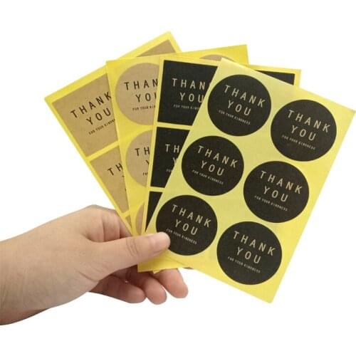 60 Pcs/lot 4 styles Vintage 'THANK YOU' Black Kraft Paper Labels Round and square Sticker Gift Packaging Seal Baking Cards Tools