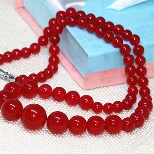 High quality natural stone red jades chalcedony 6-14mm round beads tower chain necklace fashion choker jewelry 18inch B625-1