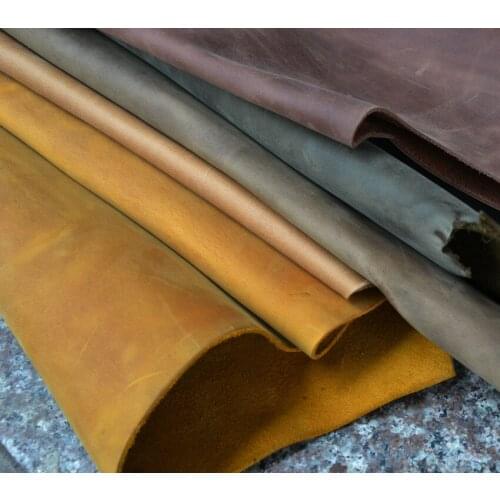 High quality vintage head layer cowhide/ grain genuine yellow leather/ 100% real cow leather/ free shipping