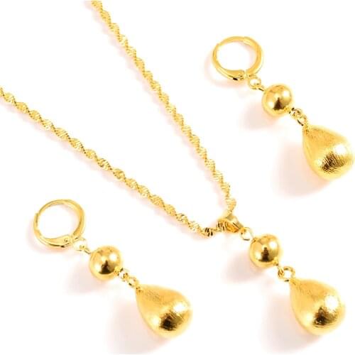 Gold Dubai india Jewelry Set for Women Marina Beads waterwave Chain Necklace earirngs Set Woman Party Wedding Jewelry Gifts
